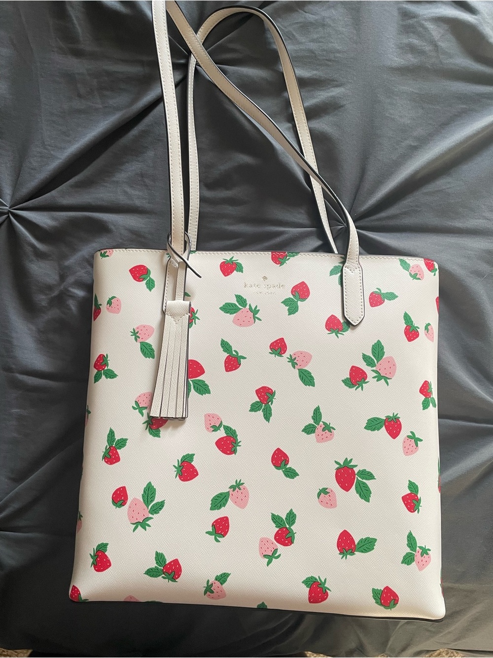Kate Spade - Strawberry Print White Tote Bag